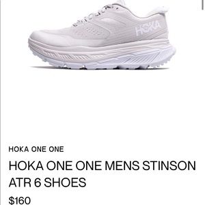 Mens Stinson ATR 6 Hoka Sz 8 NEW NEVER WORN